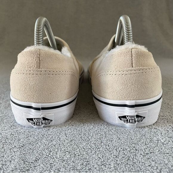 Vans Womens 10 Asher Suede Sherpa Classic Slip On Shoes VN0A5JLJBRC Birch Ivory - Picture 5 of 8